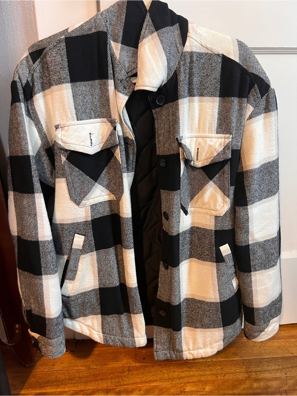 Aeropostale Black & White Plaid Lightweight Shirt Jacket